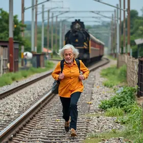 mulher corre e salva idoso em trilho de trem